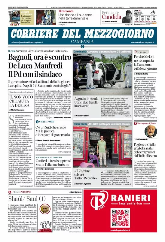 Prima-pagina-corriere del mezzogiorno-del-2024-06-16